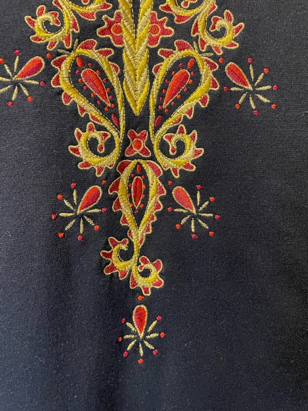 Bob Mackie Black Tunic with Gold and Red Embroidery - Picture 4 of 12